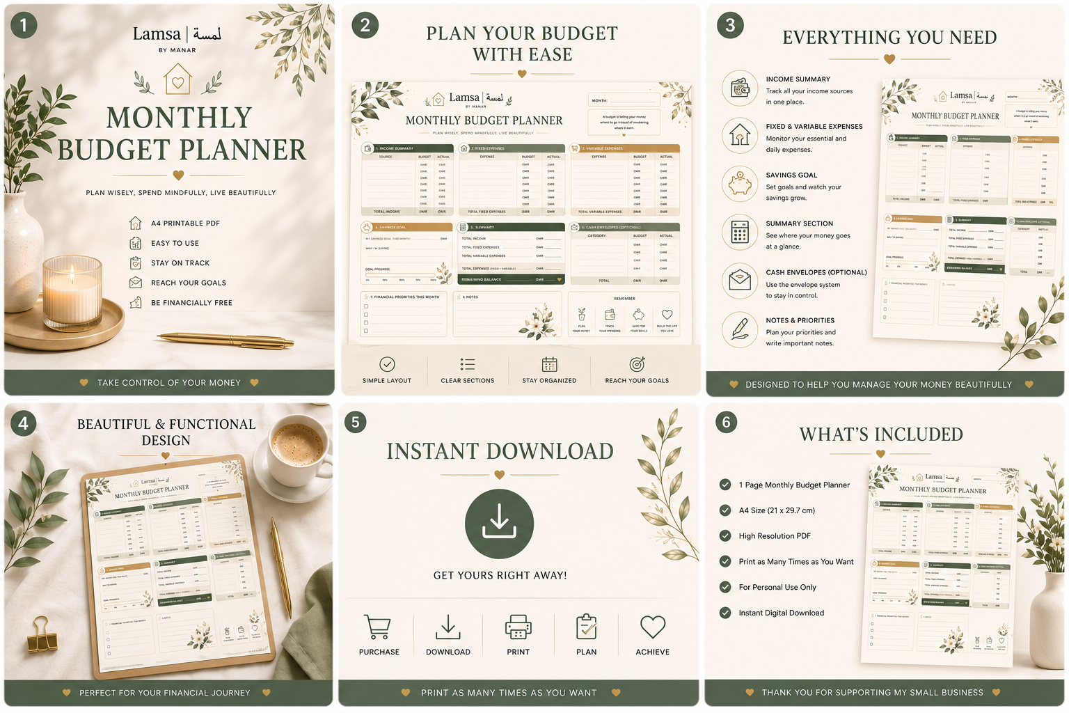 Luxury Monthly Budget Planner | Printable A4 PDF | Finance Tracker | Instant Download